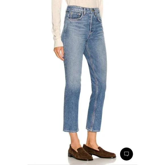 GRLFRND Karolina High Rise Straight Crop Jeans Long Island Blue